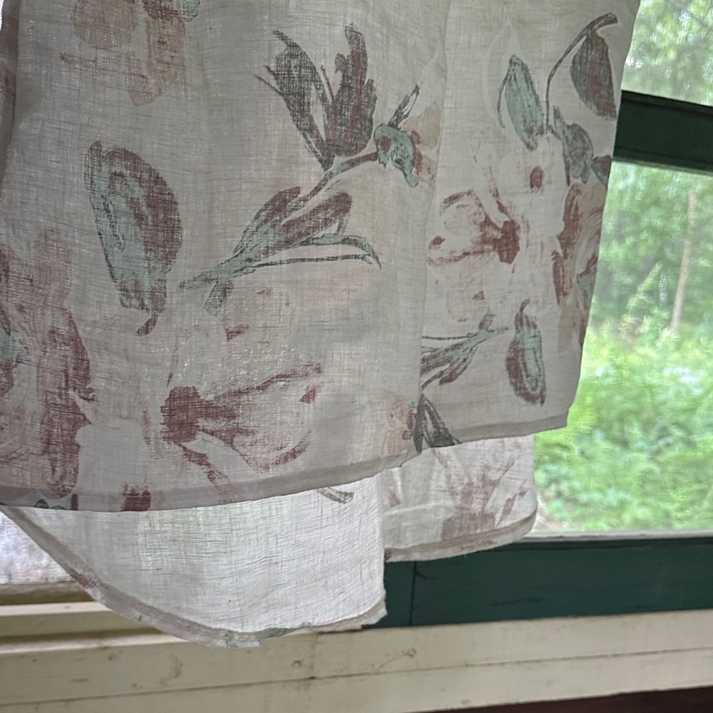Boxy Linen Floral Women's Top S - Picture 5 of 11